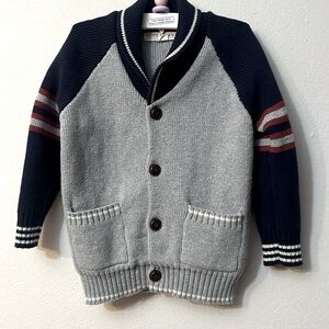 Hope and Henry Sweater button down blue and grey with red stripes size 4 (xxs)